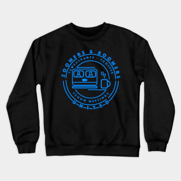 ZOOMERS & BOOMERS UNITED Crewneck Sweatshirt by KARMADESIGNER T-SHIRT SHOP